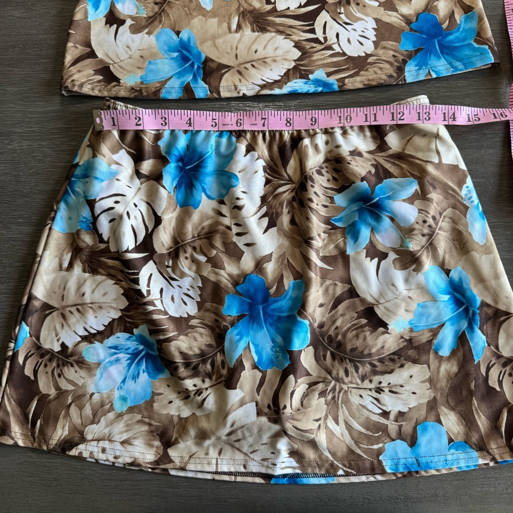 Vintage Skirt Set Tankini Swimsuit Tropical Floral S - Picture 8 of 10